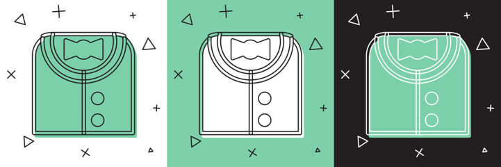 Poster - Set Suit icon isolated on white and green, black background. Tuxedo. Wedding suits with necktie. Vector