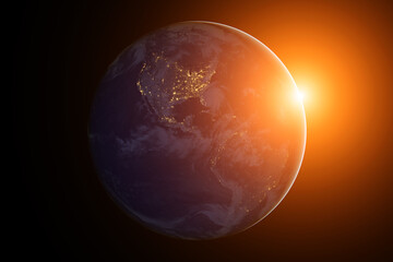 Wall Mural - the earth from space at night. south and north america. elements of this image furnished by nasa.