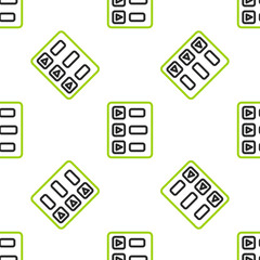 Poster - Line Music playlist icon isolated seamless pattern on white background. Vector
