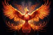 digital painting of phoenix in the fire flames, reborn and more powerful, artistic digital painting fire bird concept, created with Generative Ai Technology