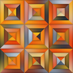 Poster - Raster Gradient  Geometric Tiling Pavement in Orange Shades Abstract Background