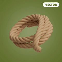 Wall Mural - rope 3D vector icon set, on a green background