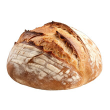 Fresh Sourdough Bread Isolated On Transparent Background. Fresh Baked Homemade Whole Rye Bread