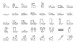 Shoe line icon set. High heels sandal, cowboy boots, hiking footwear, sneakers, slipper, moccasin, loafer minimal vector illustrations. Simple outline signs for fashion application. Editable Stroke