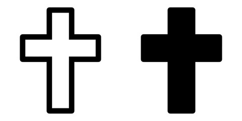 Poster - ofvs391 OutlineFilledVectorSign ofvs - cross vector icon . memorial funeral sign . isolated transparent . black outline and filled version . AI 10 / EPS 10 / PNG . g11731
