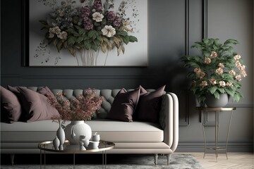 Wall Mural - ai generated illustration of a modern living room of a house