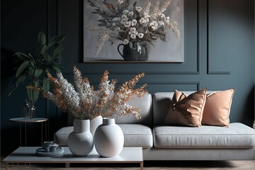 Wall Mural - ai generated illustration of a modern living room of a house
