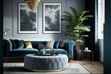 Wall Mural - ai generated illustration of a luxurious living room