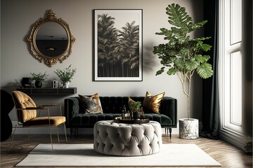Wall Mural - ai generated illustration of a luxurious living room