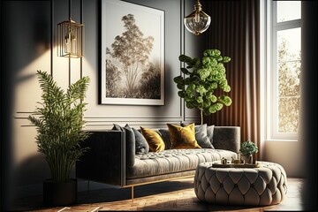 Wall Mural - ai generated illustration of a luxurious living room