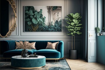 Wall Mural - ai generated illustration of a luxurious living room