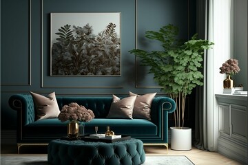 Wall Mural - ai generated illustration of a luxurious living room
