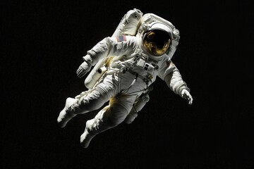 Wall Mural - ai generated illustration of a greyscale of an astronaut in a spacesuit in pitch darkness
