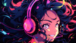 © Inspired - Lo-fi DJ girl. Retro anime character. Created with Generative AI.