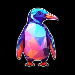 Wall Mural - AI generated illustration of a cheerful cartoon-style penguin with geometric shapes