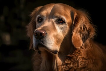 Canvas Print - AI generated illustration of a golden retriever with a curious expression