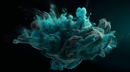 Wall Mural - AI generated illustration of green smoky streams on a dark background