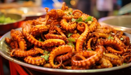 Crispy Fried Traditional Squid Generative AI