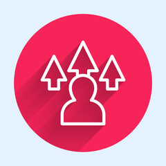 Aufkleber - White line Web design and front end development icon isolated with long shadow. Red circle button. Vector