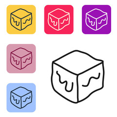 Poster - black line isometric cube icon isolated on white background. geometric cubes solid icon. 3d square s