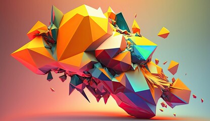 Poster - AI generated illustration of colorful interconnected shapes in a geometric pattern