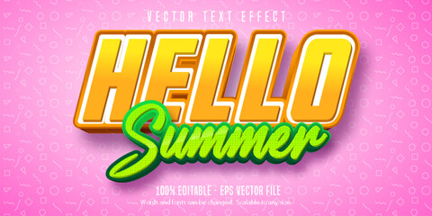 Wall Mural - Editable Text Effect, Hello Summer Text Style