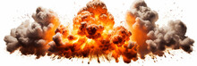 Explosive Fireball Explosion Against A White Background