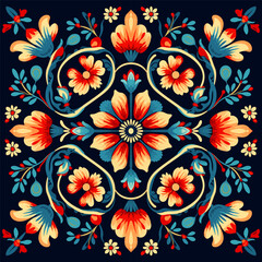 Wall Mural - Ethnic floral pattern traditional folk old ancient antique tribal ethnic. Ornate elegant luxury background symmetrical.