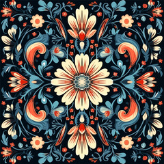 Wall Mural - Ethnic floral pattern traditional folk old ancient antique tribal ethnic. Ornate elegant luxury background symmetrical.