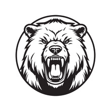 Growling Bear Head Isolated On White Background. Logo. Vector Illustration.