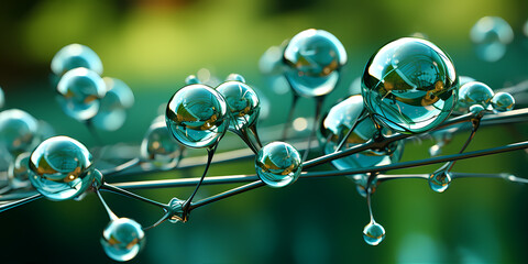 Wall Mural - green hydrogen h2 gas molecule. production of green hydrogen energy powered by renewable electricity