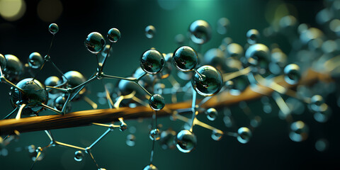 Wall Mural - green hydrogen h2 gas molecule. production of green hydrogen energy powered by renewable electricity