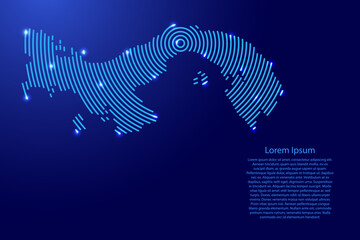 Leinwandbilder - Panama map from futuristic concentric blue circles and glowing stars for banner, poster, greeting card