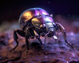 Fototapeta Konie - A photorealistic image of a super macro shot of Dung beetle,  macro lens, emphasizing the detail and realism of image. Generative AI