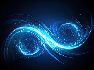 Poster - Beautiful colorful light effect of neon glow lights and flash. Background with flying design elements.blue background. Created with Generative AI technology.