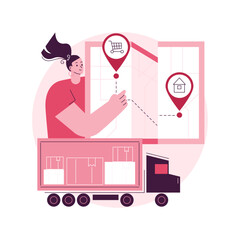 Poster - order shipped abstract concept vector illustration. free express shipment, parcel delivery with cour