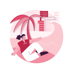 Poster - Downshifting abstract concept vector illustration. Simple living, minimal lifestyle, escape from big city, no stress life, seasonal downshifting, reduce pressure, find balance abstract metaphor.