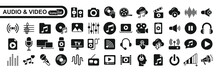 Audio Video Icons Pack. Flat Icon Collection Set. Simple Vector Icons