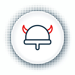 Sticker - Line Viking in horned helmet icon isolated on white background. Colorful outline concept. Vector