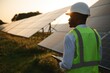 © Serhii - African american technician check the maintenance of the solar panels. Black man engineer at solar station.