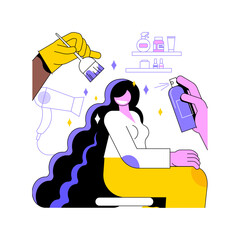 Aufkleber - Beauty salon clients isolated cartoon vector illustrations. Smiling girl came to the hairdresser for procedures, service sector, beauty industry, professional people vector cartoon.