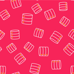 Sticker - Line Server, Data, Web Hosting icon isolated seamless pattern on red background. Vector