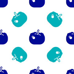 Wall Mural - Blue Pumpkin icon isolated seamless pattern on white background. Happy Halloween party. Vector