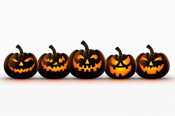 Halloween pumpkins decoration on an white background