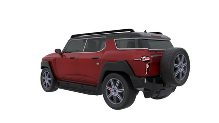 Poster - Rear perspective view of a generic modern SUV motor car. Isolated 3D illustration.