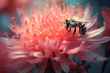 Wall Mural - Nature bug ladybug ladybird small daisy macro insect red flower