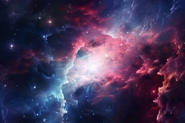 Wall Mural - colorful space galaxy, supernova nebula background, generative ai