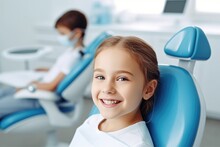 Little Girl At A Children's Dentistry For Healthy Teeth And Beautiful Smile