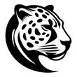 Leopard head portrait profile shot black silhouette logo svg vector