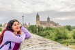© Sangiao_Photography - European travel in old Salamanca town. Happy Hispanic mid woman outdoors in Spain. Lifestyle